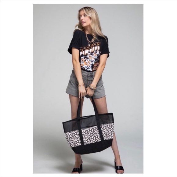 NWT LEOPARD PRINT MESH TOTE BAG - Picture 5 of 7
